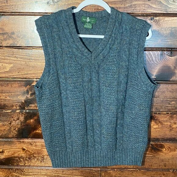 Vintage Hunt Club 100% Wool Twisted Knit Sweater Vest Blue Men's Size L-42/44 - Picture 3 of 11